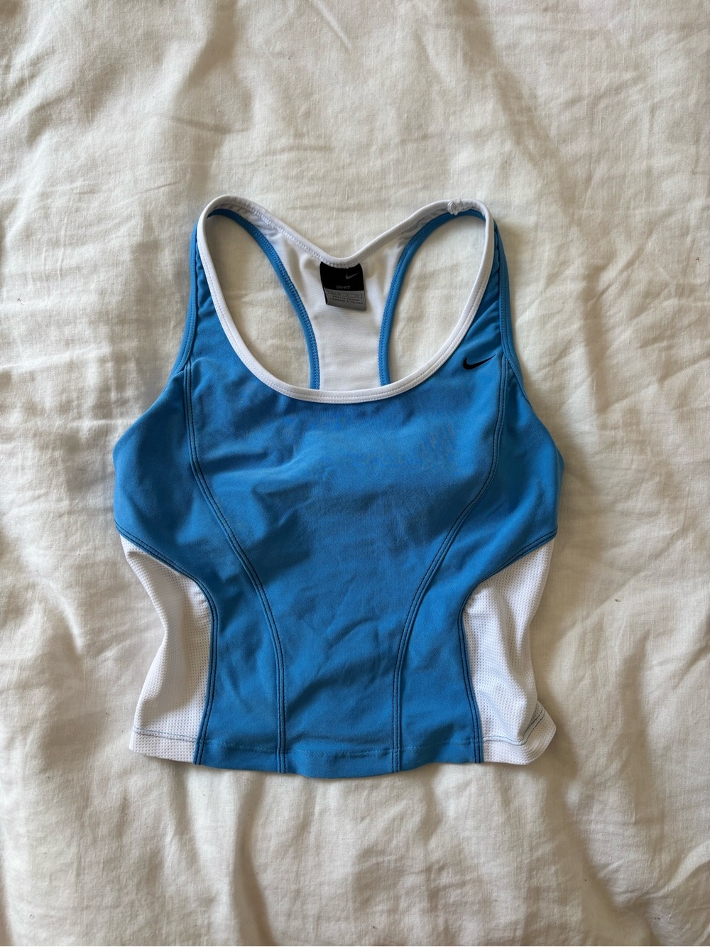 Nike Women's y2k Blue & White Racerback Tank Top
